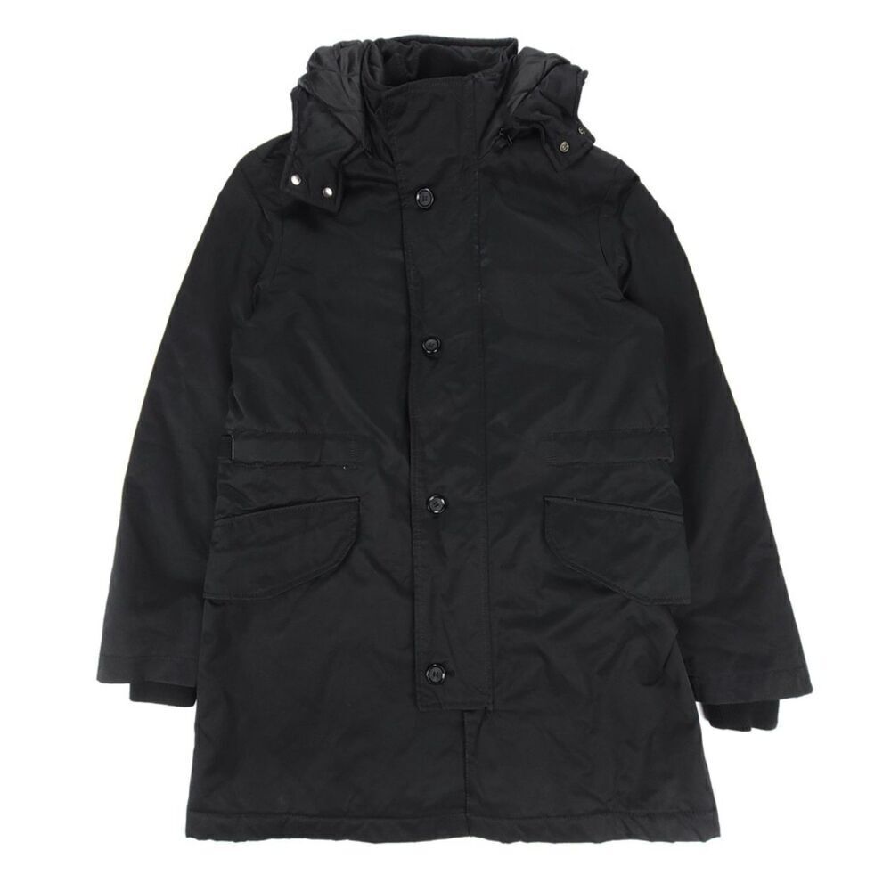 ZARA MAN Long Parka Jacket Windbreaker Hoodie Military Coat Large Black Gorpcore